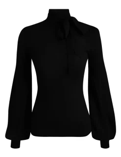 Blouson Tie-Neck Sweater
