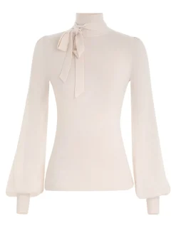 Blouson Tie-Neck Sweater