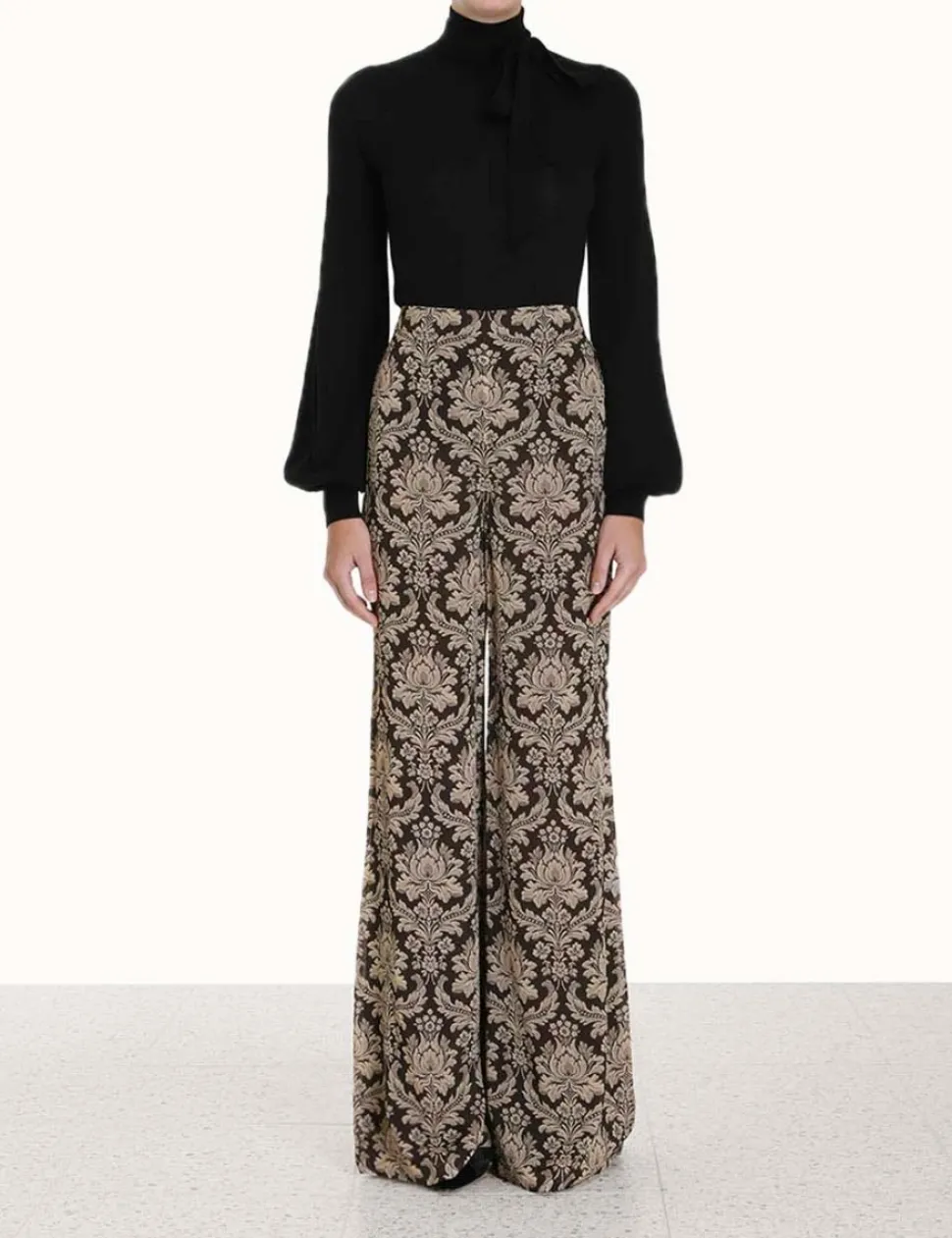 Blouson Tie-Neck Sweater