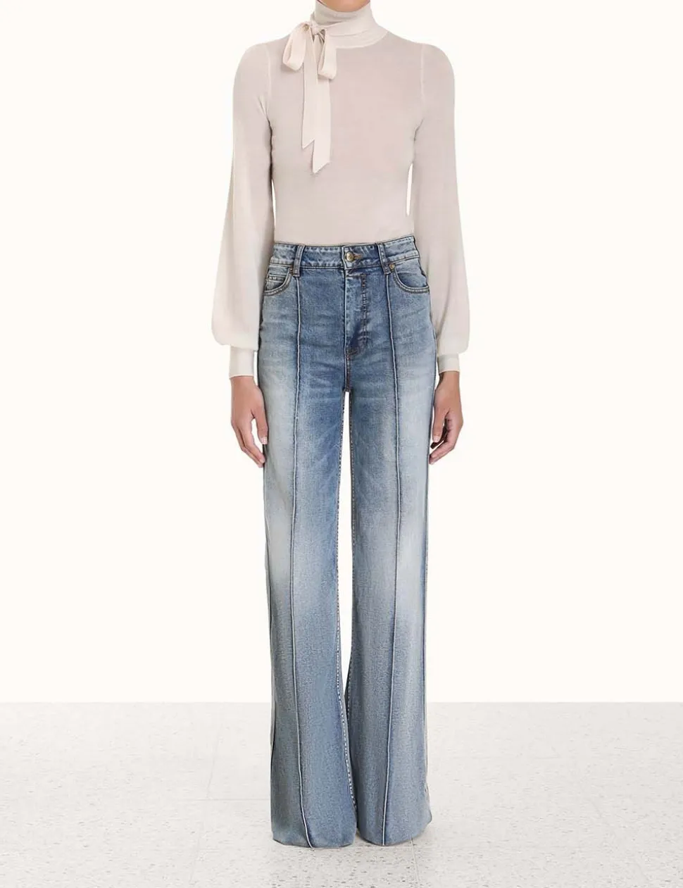 Blouson Tie-Neck Sweater