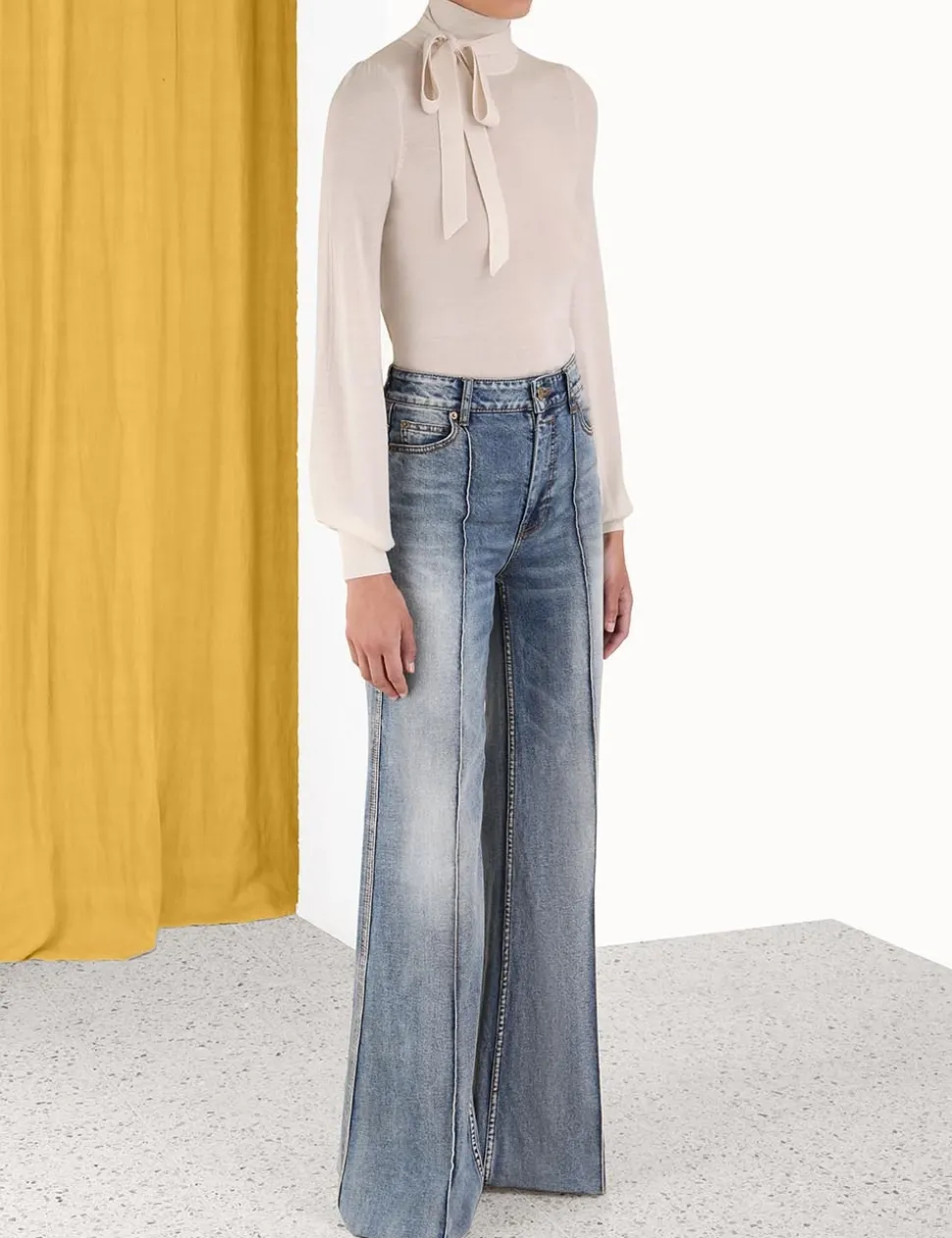 Blouson Tie-Neck Sweater