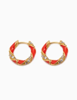 Candy Stripe Pave Hoops