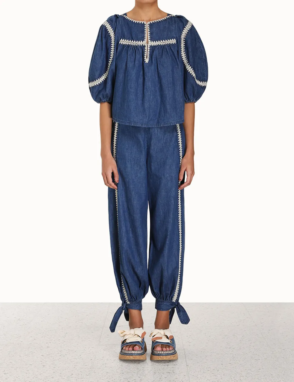 Chintz Denim Smock Top