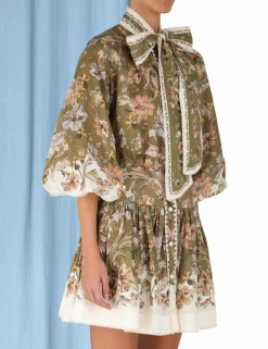 Chintz Tie Neck Mini Dress