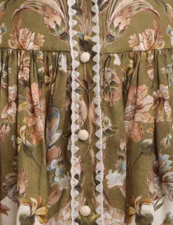 Chintz Tie Neck Mini Dress