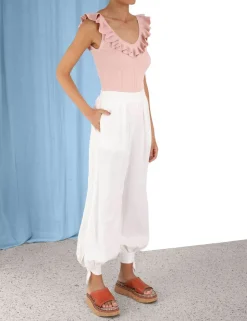 Chintz V-Neck Frill Tank