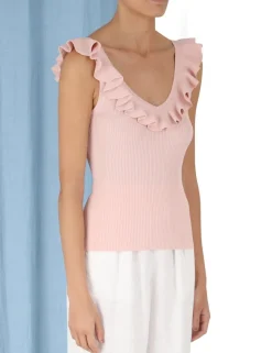 Chintz V-Neck Frill Tank