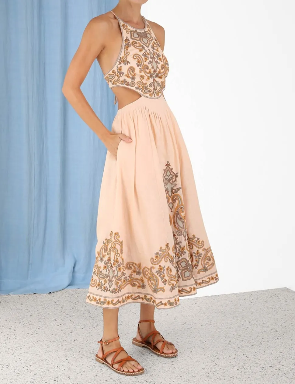 Devi Halter Tie Midi Dress