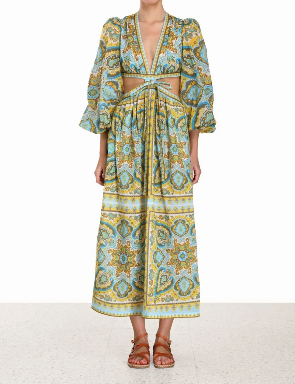 Halcyon Tie Front Midi Dress