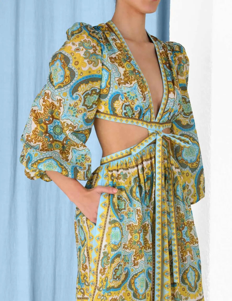 Halcyon Tie Front Midi Dress