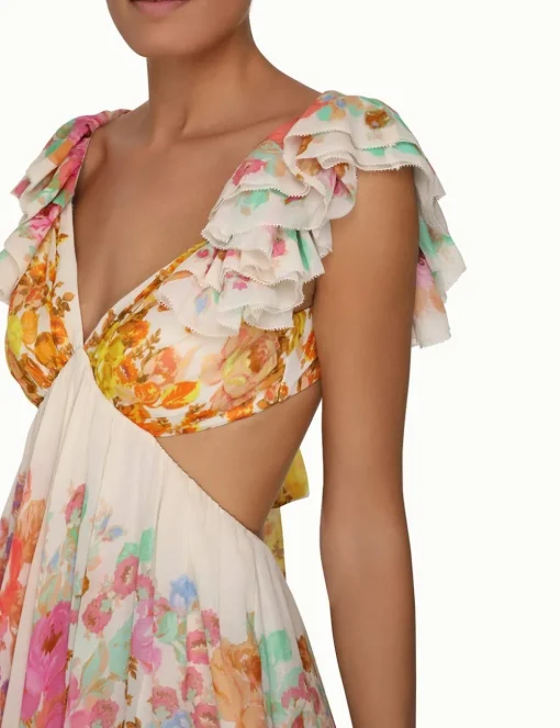 Raie Frill Shoulder Midi Dress