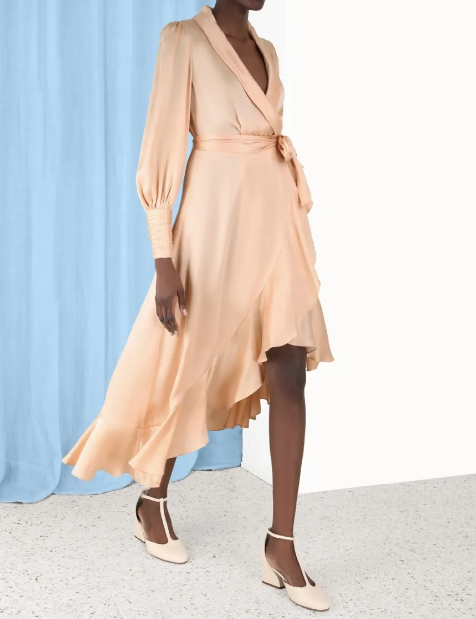 Silk Wrap Midi Dress