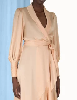 Silk Wrap Midi Dress