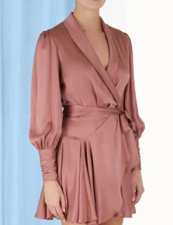 Silk Wrap Mini Dress