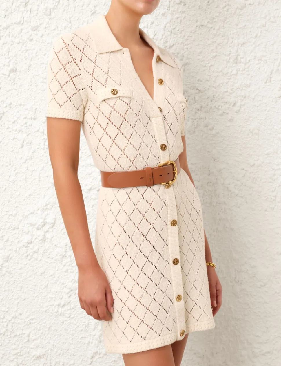 Twisted Buckle Leather Belt 40