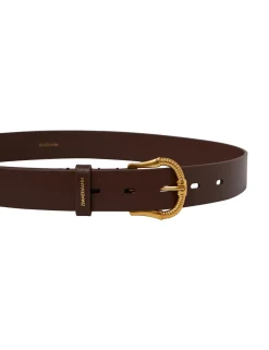 Twisted Buckle Leather Belt 30